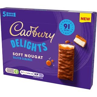 Cadbury Delights Soft Nougat Salted Caramel Bars 5*22gr
